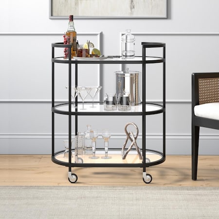 Henn & Hart 30 in. Leif Blackened Bronze Bar Cart BC1146